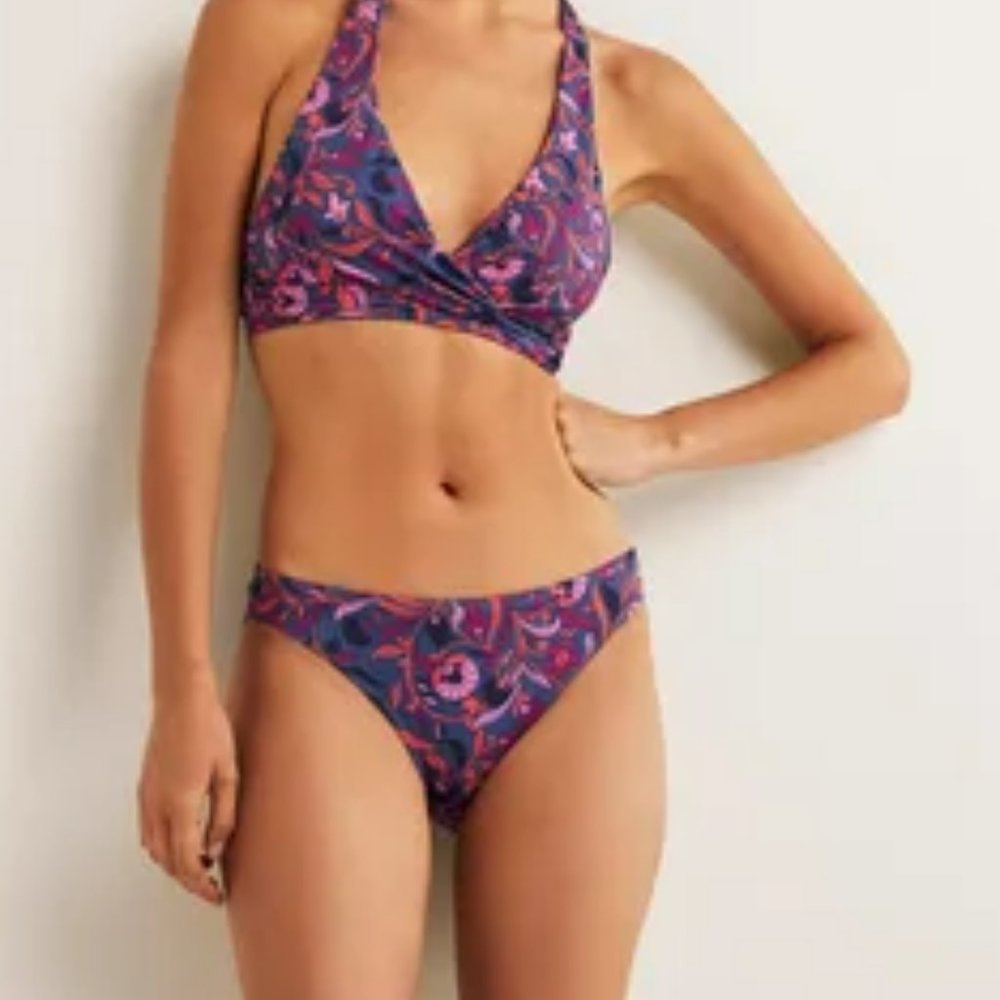 Boden Purple & Pink Paisley Halter Bikini Bottoms NWT
